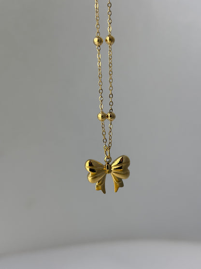 Minimal Bow Pendant with Earrings