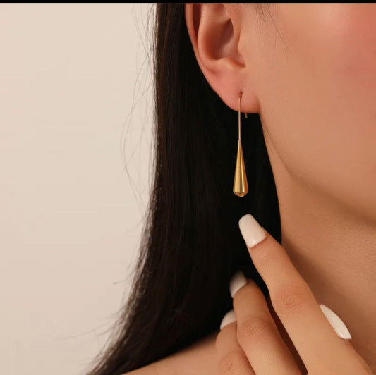 Golden Raindrop Danglers