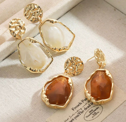 Molten Amber Resin Drop Earrings