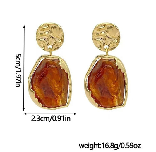 Molten Amber Resin Drop Earrings