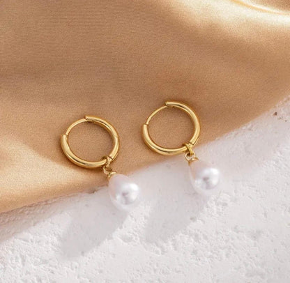 Halo Pearl Hoops
