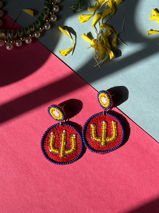 Trishul Beaded Statement Earrings