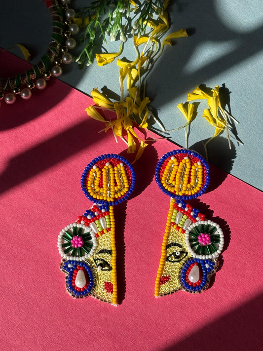 Half Durga Beaded Statement Earrings
