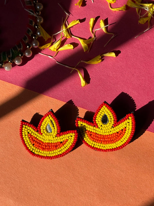 Beaded Diya Flame Earrings