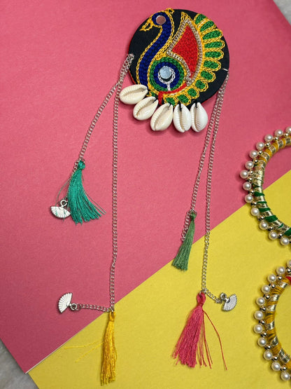 Peacock Glory Hair Brooch with Tassels