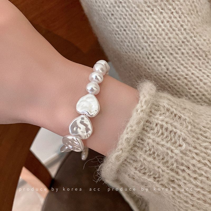 Heart Pearl Stretch Bracelet