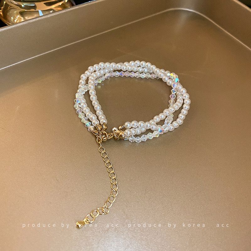 Elegant Pearl & Crystal Layered Bracelet