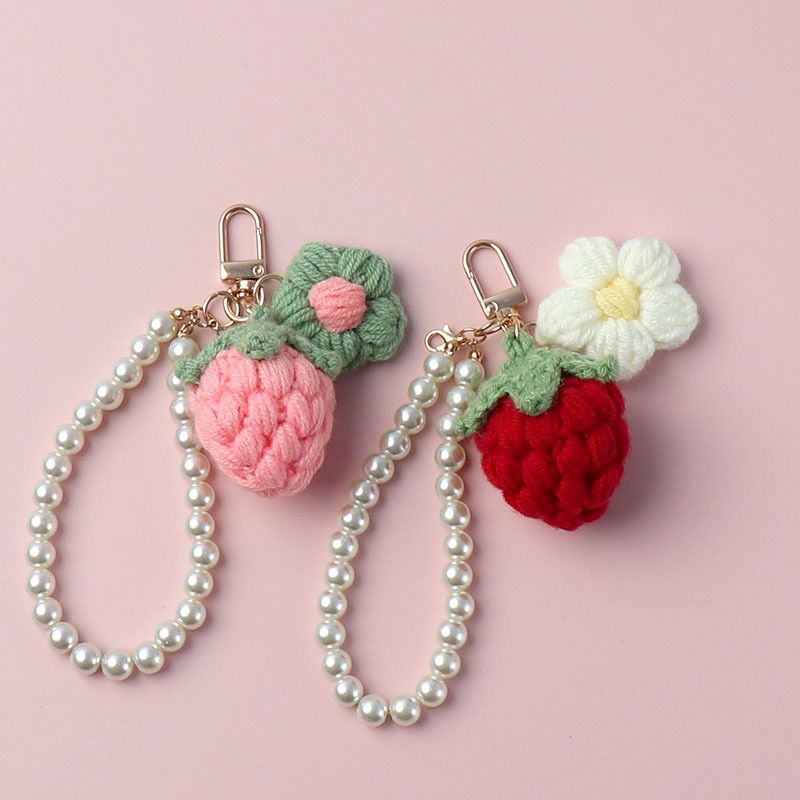 Crochet Strawberry Pearl Charm