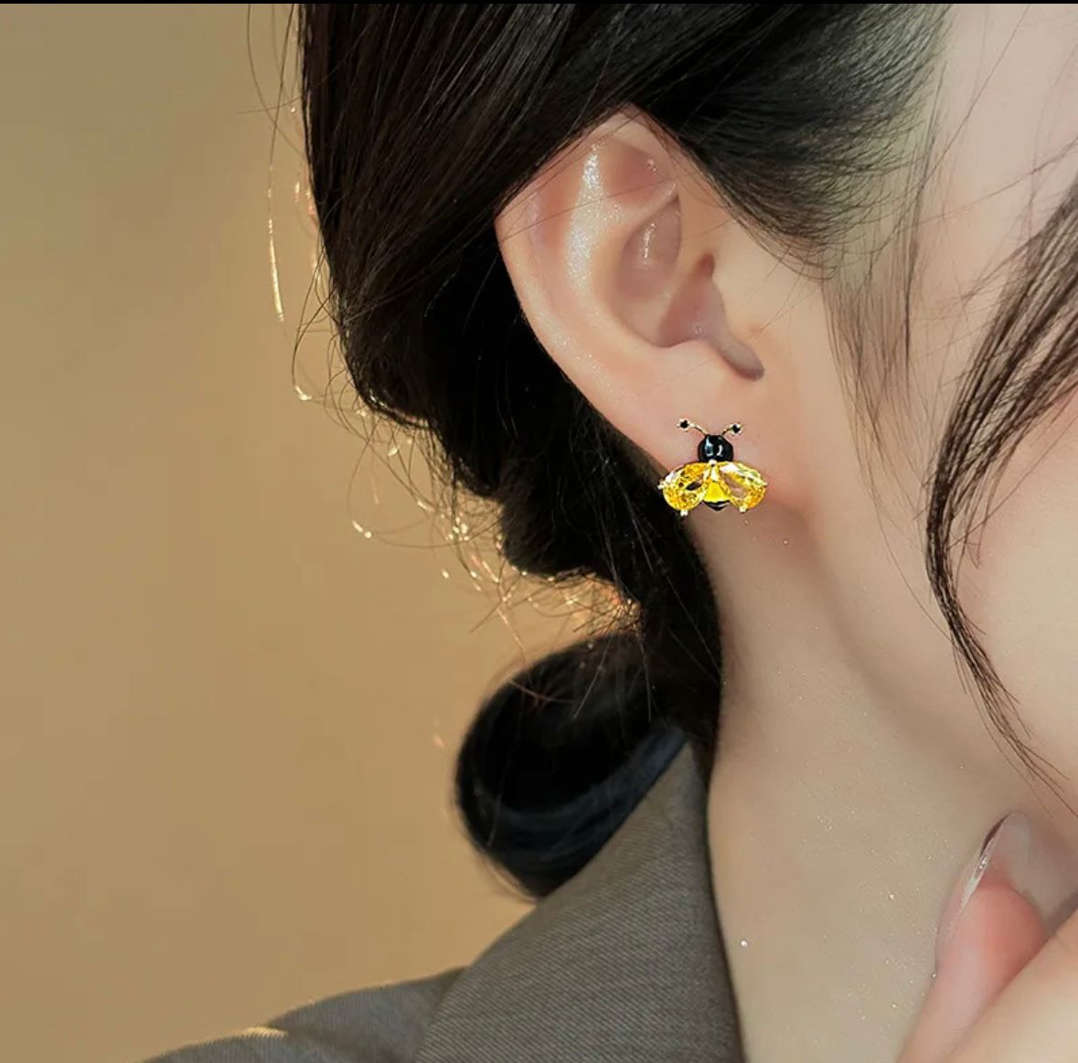 Golden Honeybee Stud Earrings