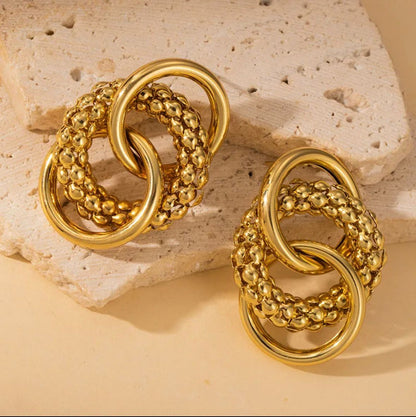 Interlinked Gold Texture Hoop Earrings