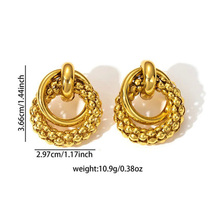 Interlinked Gold Texture Hoop Earrings