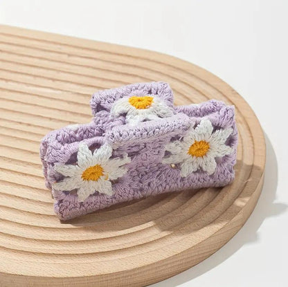 Pastel Bloom Crochet Hair Claw