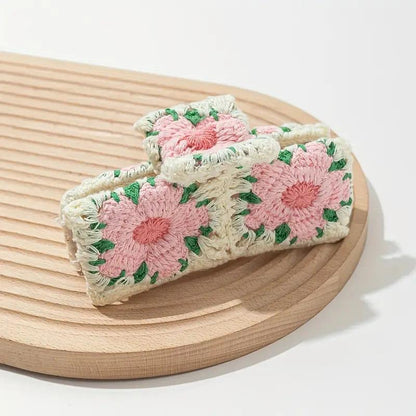 Pastel Bloom Crochet Hair Claw
