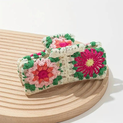 Pastel Bloom Crochet Hair Claw
