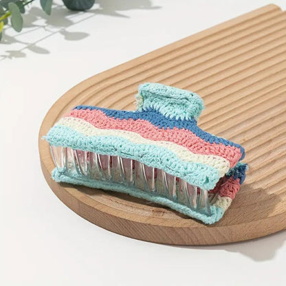 Pastel Bloom Crochet Hair Claw