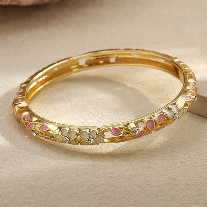 Royal Floral Enamel Gold Bangle