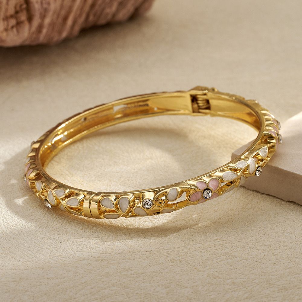 Royal Floral Enamel Gold Bangle