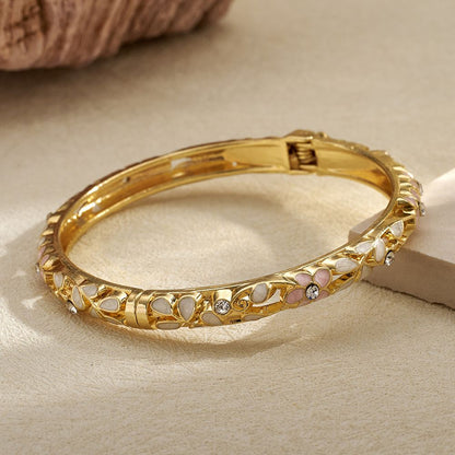 Royal Floral Enamel Gold Bangle