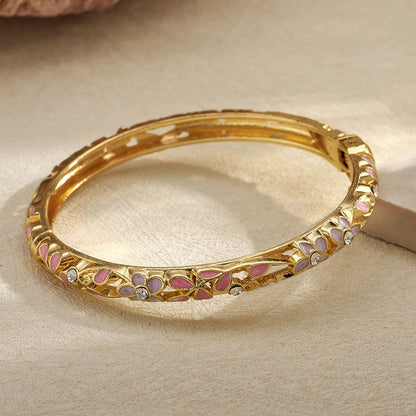 Royal Floral Enamel Gold Bangle