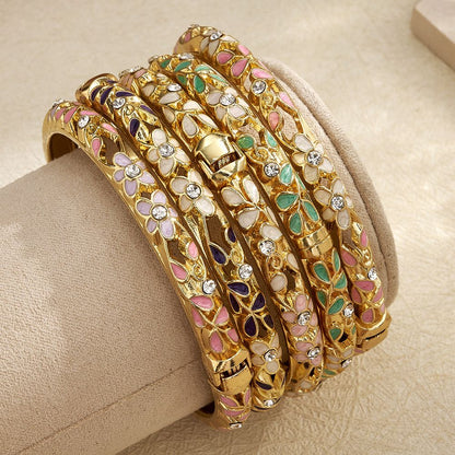 Royal Floral Enamel Gold Bangle