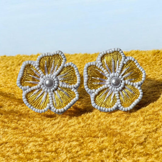 Yellow Flower Handmade Earrings