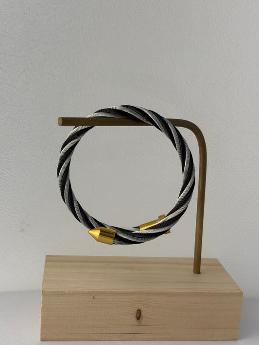 Nailed Dual Tone Bracelet For Men