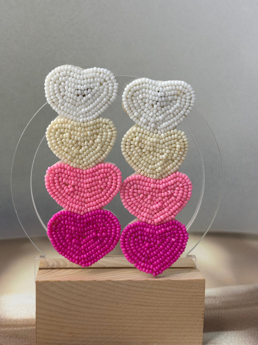 Handmade Heart Layered Earrings
