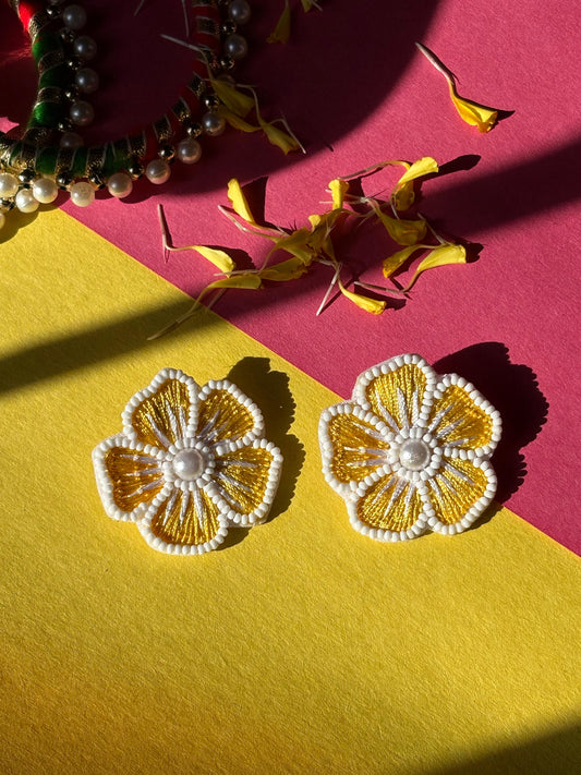 Yellow Flower Handmade Earrings