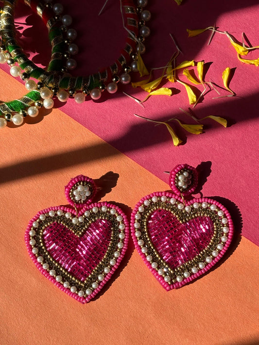Heart Beaded Earrings