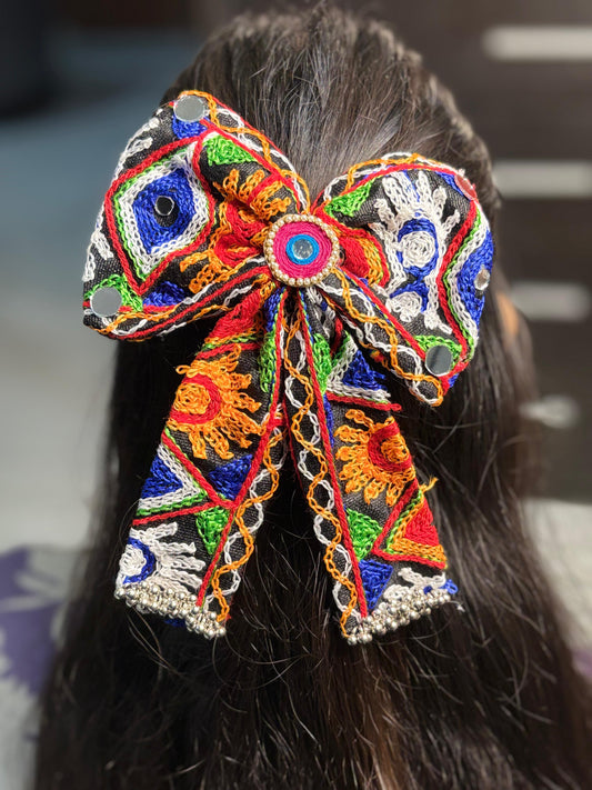 Gujarati Patola Bow Hair Clip