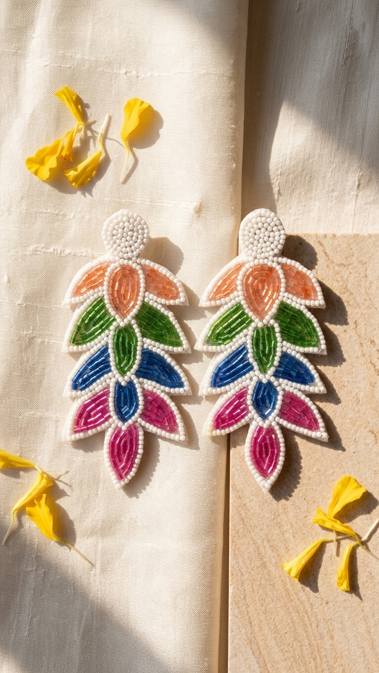 Leaf Beaded Earrings