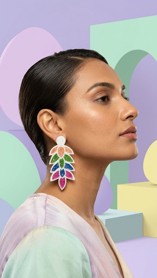 Leaf Beaded Earrings