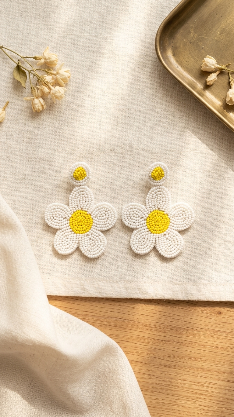 Yellow Flower Handmade Earrings