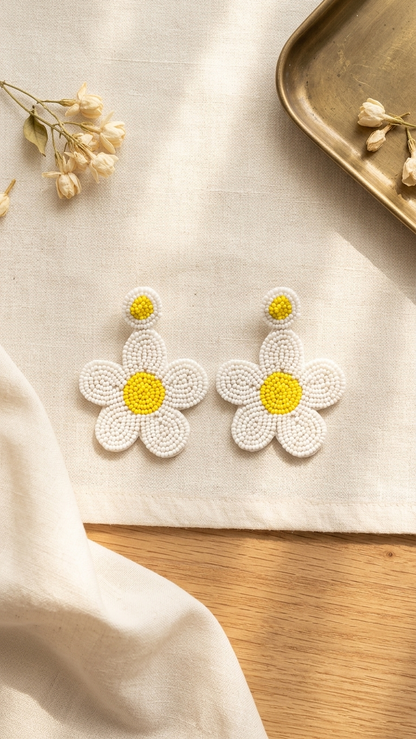 Yellow Flower Handmade Earrings