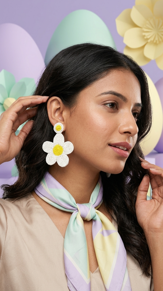 Yellow Flower Handmade Earrings