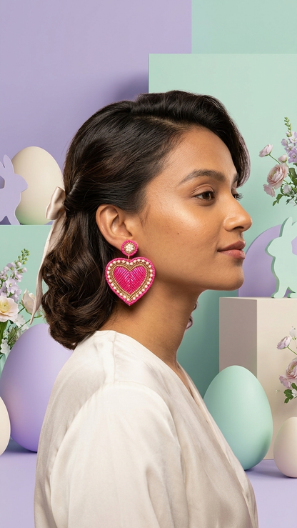 Heart Beaded Earrings