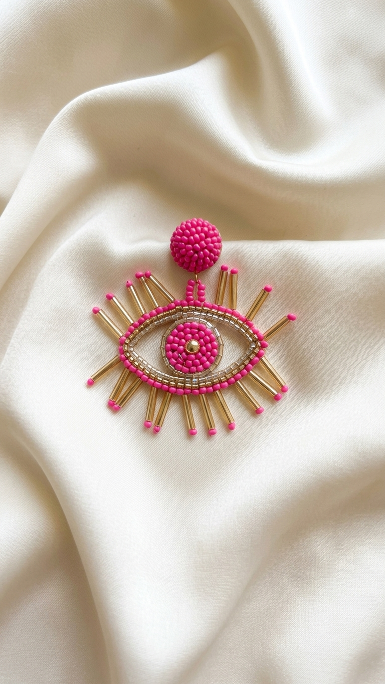 Pink Evil Eye Handmade Earrings
