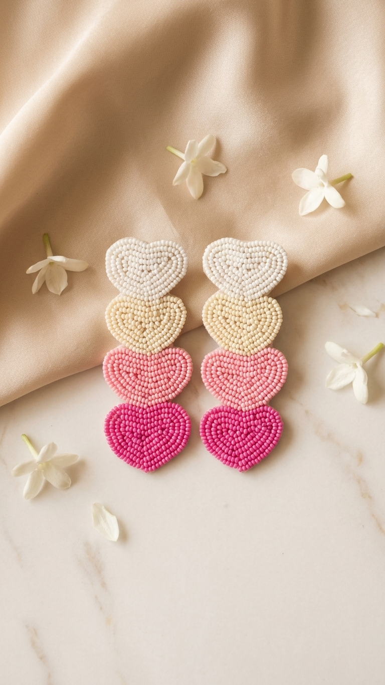 Handmade Heart Layered Earrings