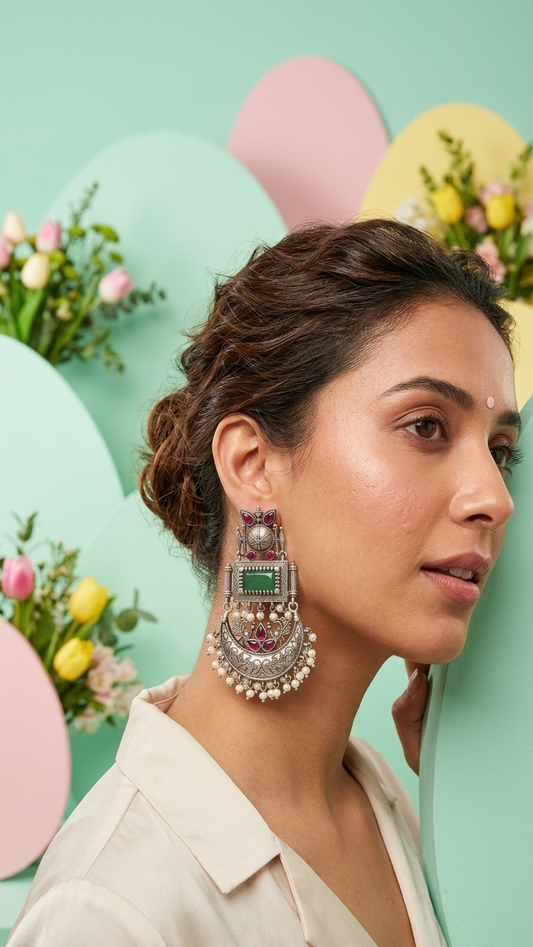 Dual Tone Chandbaali Earrings