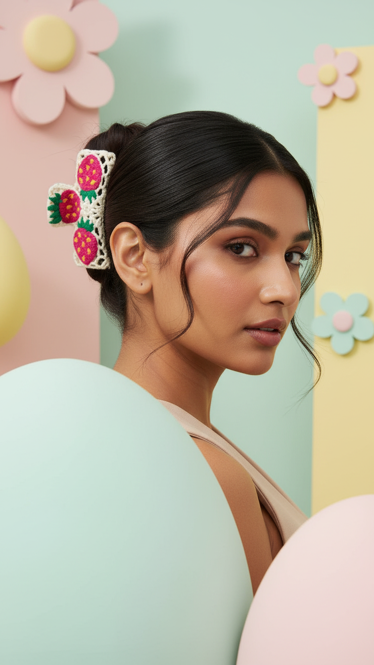 Pastel Bloom Crochet Hair Claw
