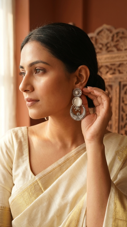 Silver Toned Colourful Earrings