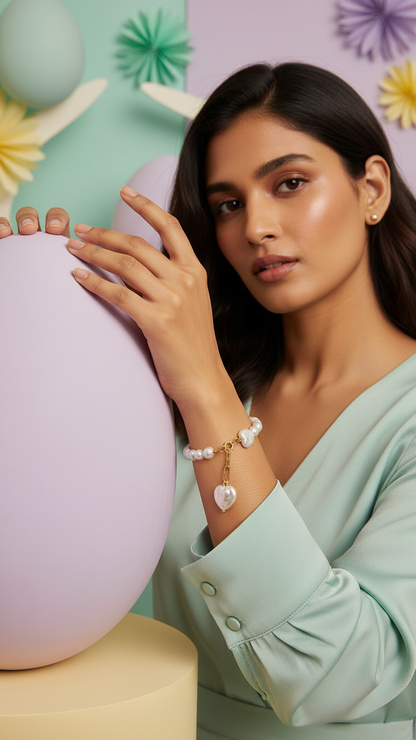 Heart Pearl Stretch Bracelet