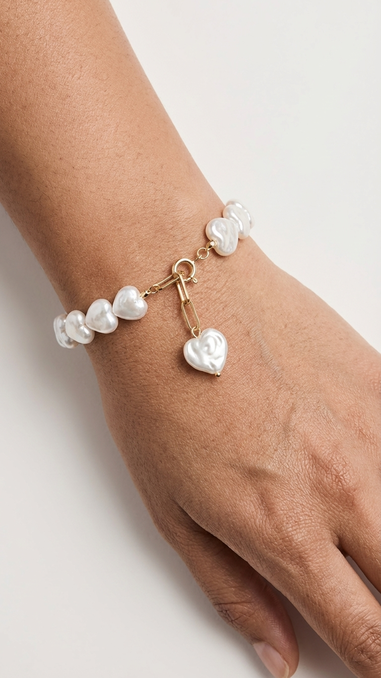 Heart Pearl Stretch Bracelet