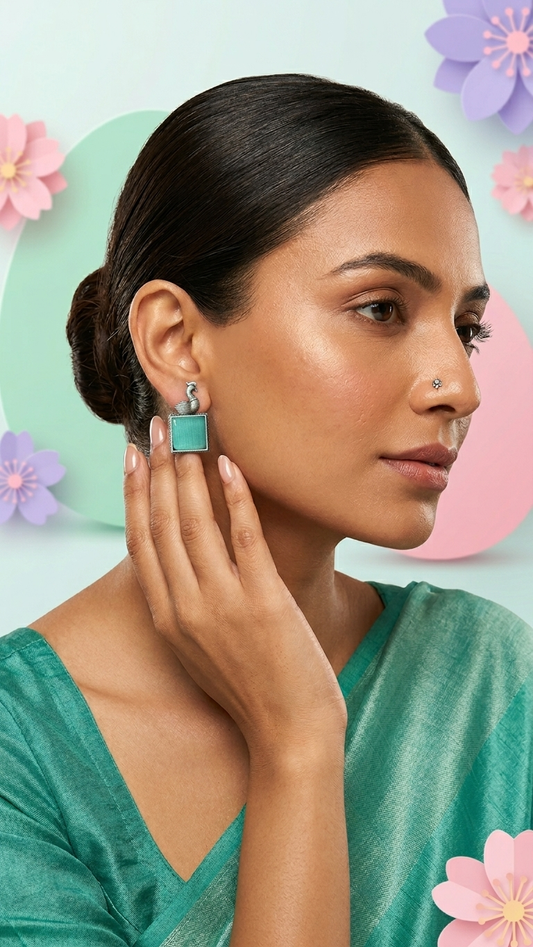 Swan Monalisa Stone Earrings