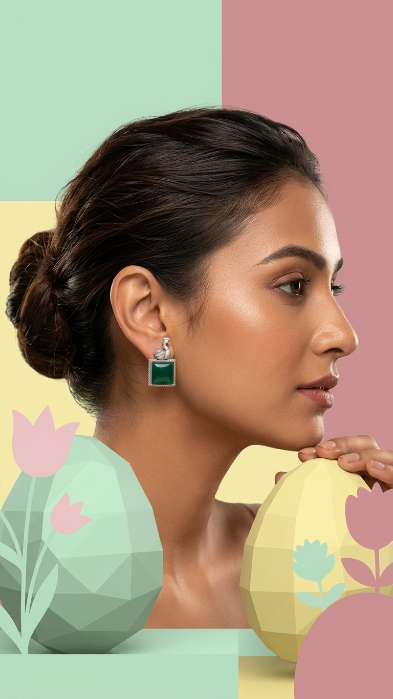Swan Monalisa Stone Earrings