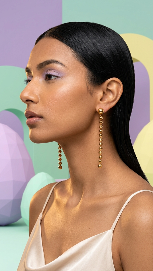 18K Gold Plated Beaded Drop Earrings