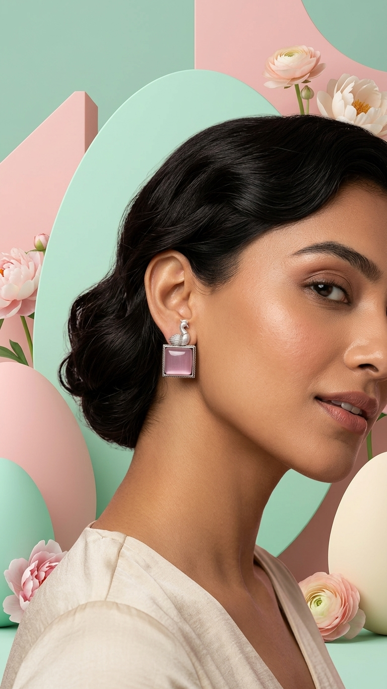 Swan Monalisa Stone Earrings