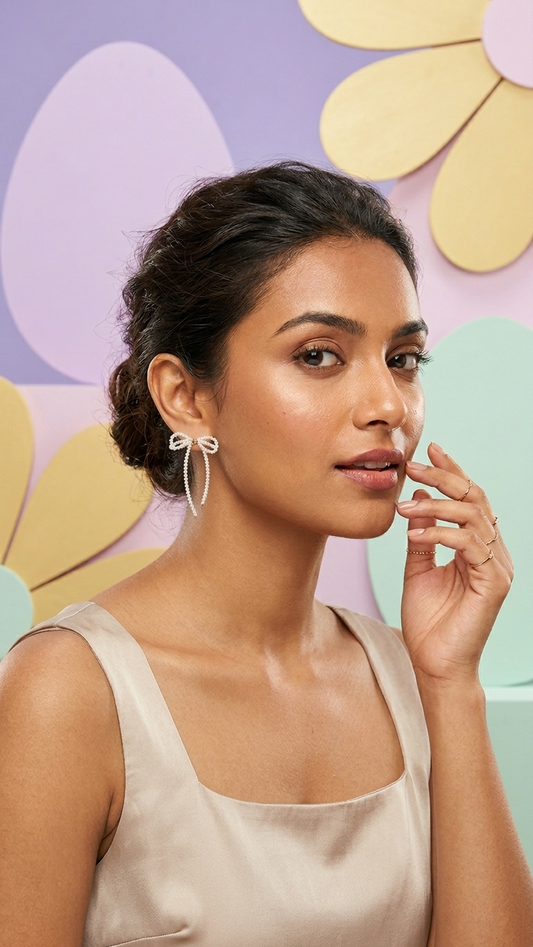Pearl Bow Drop Earrings