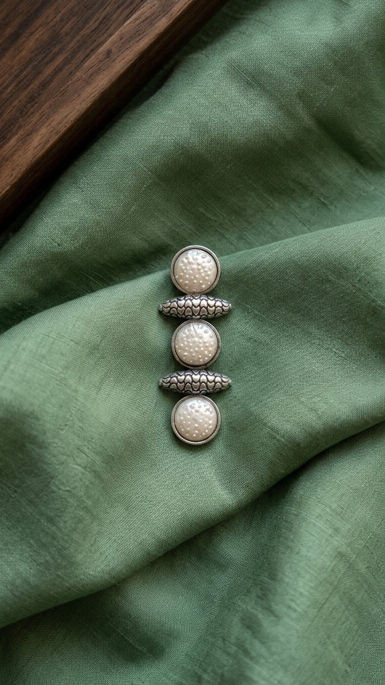 White Silver Oxidized Earrings