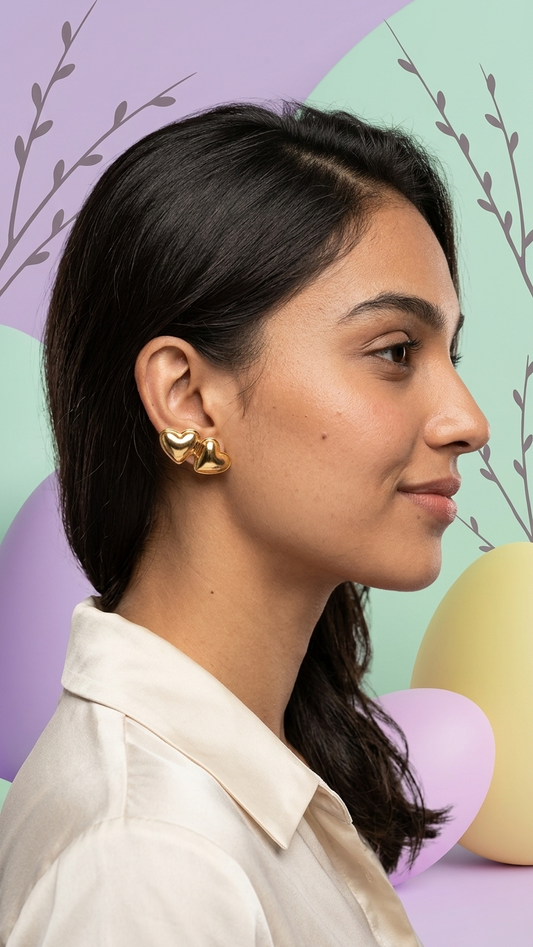 Gold Heart Pair Earings